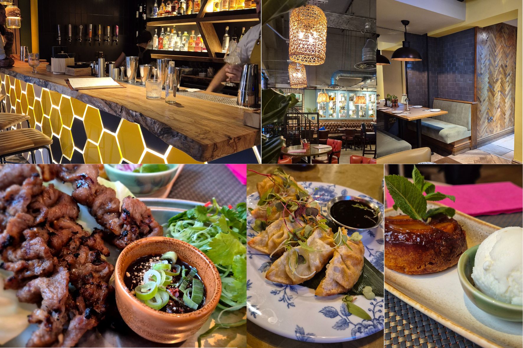 A composite image of some of Leicester's restaurants and dishes