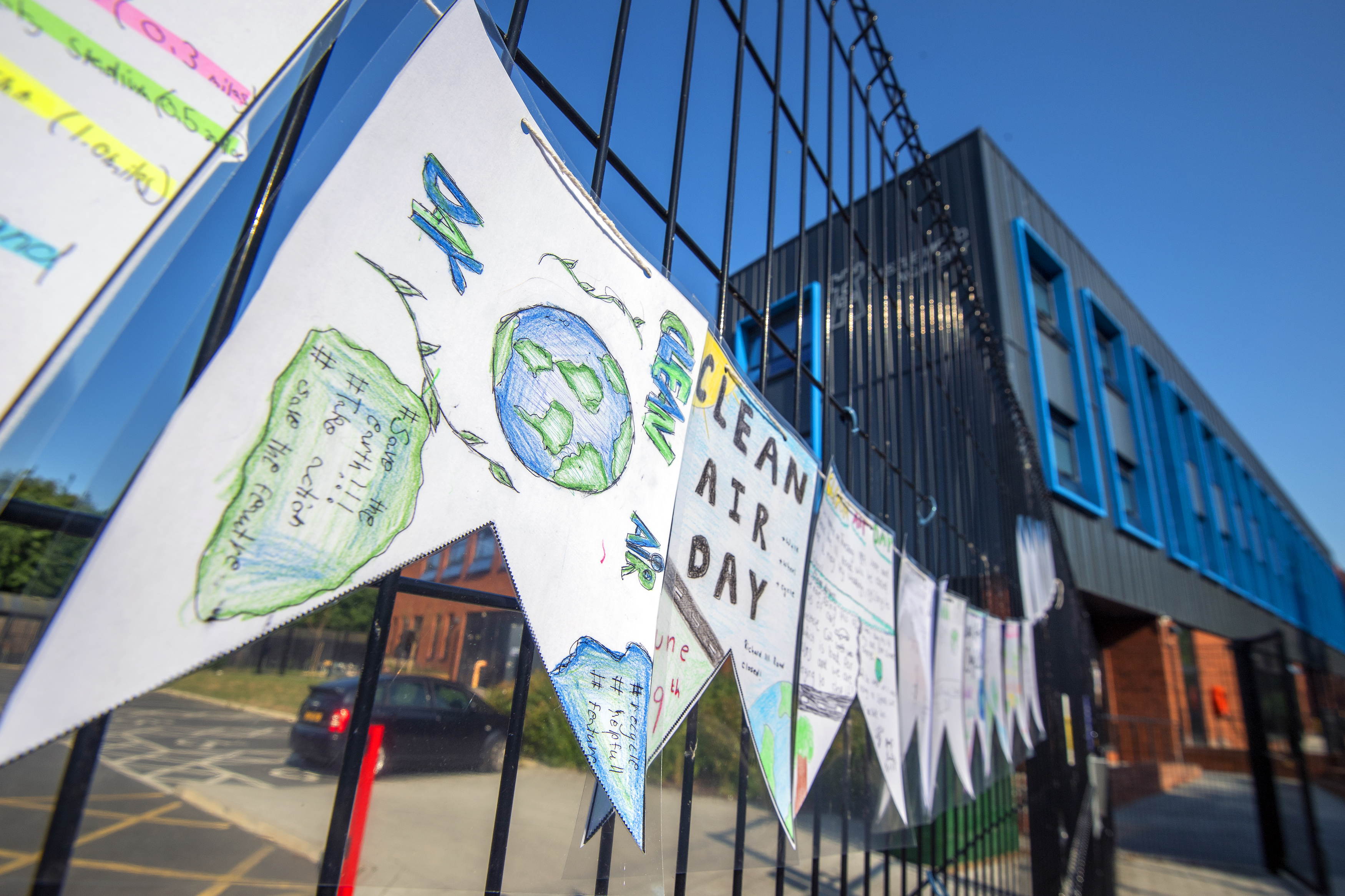A Clean Air Day sign in 2025 in Leicester