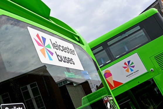 An image of the branded Leicester Buses
