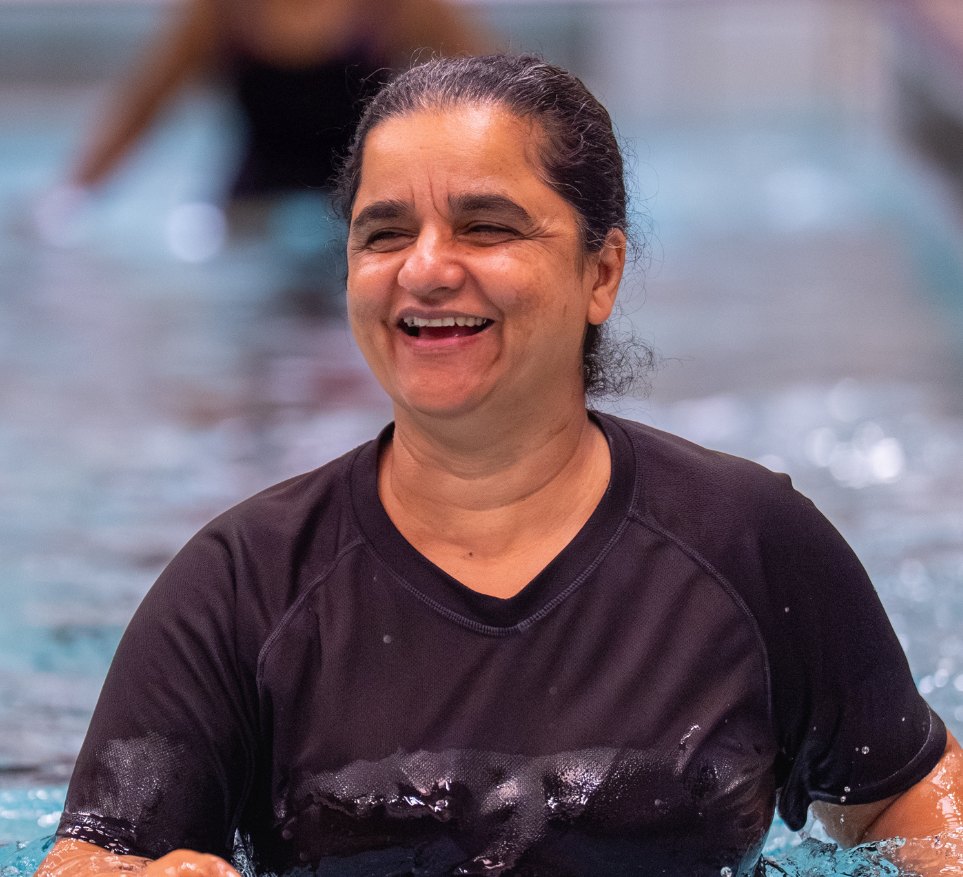 A woman in a swimming pool to illustrate National fitness Day